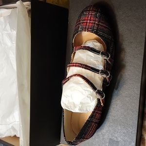 JCrew Tartan 3 Strap Mary Janes